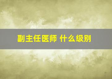 副主任医师 什么级别